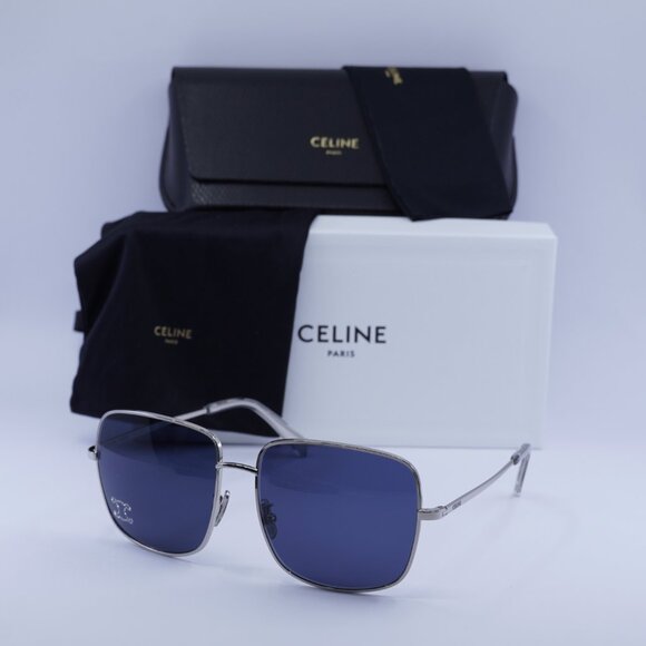 Celine CL40284U 16V Square Sunglasses–Palladium/Blue - Picture 5 of 12